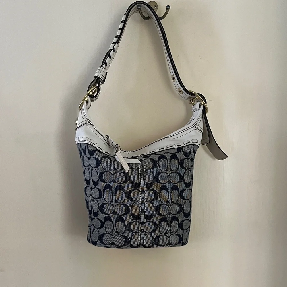 Coach Bleeker trim denim bucket bag - Picture 1 of 11